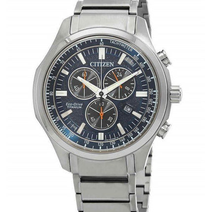 Reloj para hombre Citizen Eco-Drive Super Titanium cronógrafo con esfera azul AT2530-85L 100M