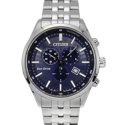 Reloj Citizen Eco-Drive Cronógrafo de acero inoxidable con esfera azul AT2570-56L 100M para hombre