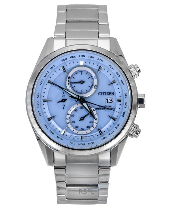 Reloj Citizen Eco-Drive Cronógrafo Radiocontrolado Acero Inoxidable Esfera Azul Hielo AT8260-85M 100M para Hombre