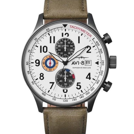 AVI-8 Hawker Hurricane Classic Chronograph Ivory Grayscale White Dial Quartz AV-4011-0B Mens Watch