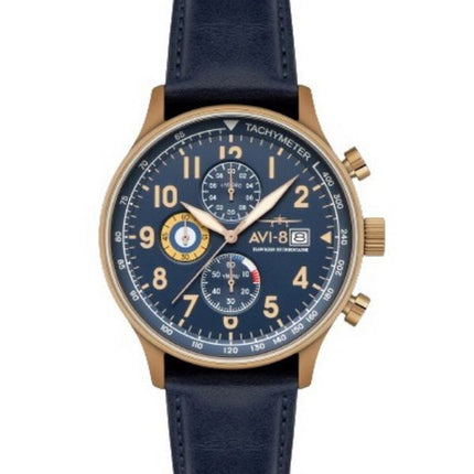 AVI-8 Hawker Hurricane Classic Cronógrafo Regent Correa de cuero azul Esfera azul Reloj de cuarzo AV-4011-0Q para hombre