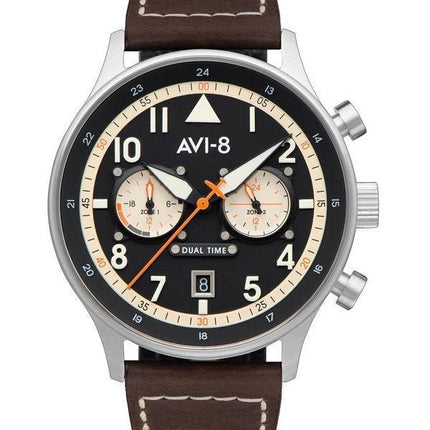 AVI-8 Hawker Hurricane Carey Dual Time Manston Dial negro Cuarzo AV-4088-01 Reloj para hombre