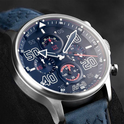 AVI-8 Hawker Typhoon Rb396 Sheila cronógrafo Edición limitada Volkel esfera azul cuarzo AV-4093-07 Reloj para hombre