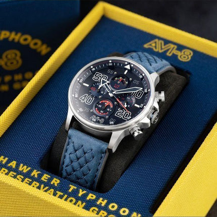 AVI-8 Hawker Typhoon Rb396 Sheila cronógrafo Edición limitada Volkel esfera azul cuarzo AV-4093-07 Reloj para hombre