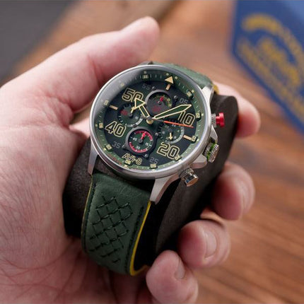 AVI-8 Hawker Typhoon Rb396 Sheila cronógrafo Edición limitada Goch esfera verde cuarzo AV-4093-08 Reloj para hombre