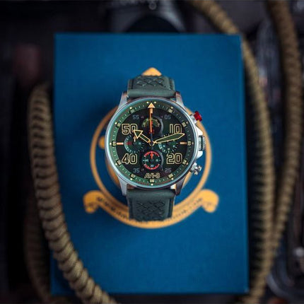 AVI-8 Hawker Typhoon Rb396 Sheila cronógrafo Edición limitada Goch esfera verde cuarzo AV-4093-08 Reloj para hombre