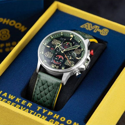 AVI-8 Hawker Typhoon Rb396 Sheila cronógrafo Edición limitada Goch esfera verde cuarzo AV-4093-08 Reloj para hombre