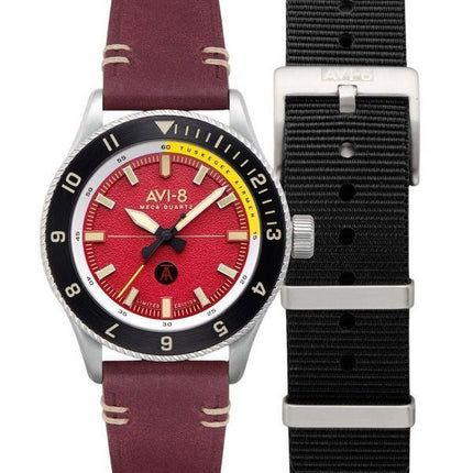 AVI-8 Flyboy Tuskegee Airmen Reloj para hombre Ramitelli de edición limitada con esfera roja de cuarzo AV-4103-04 con correa adi