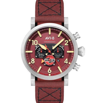 AVI-8 Dambuster Gibson Dual Time Chronograph Airfix Edition Hazard Red Dial AV-4107-04 Reloj para hombre