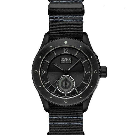 AVI-8 Flyboy Airmaster Sector Meca-Quartz Jet Black Correa de nailon Esfera negra AV-4112-05 Reloj para hombre