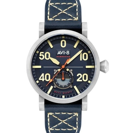 Reloj para hombre AVI-8 Dambuster Chadwick Meca-Quartz con correa de piel azul cobalto y esfera azul AV-4113-01