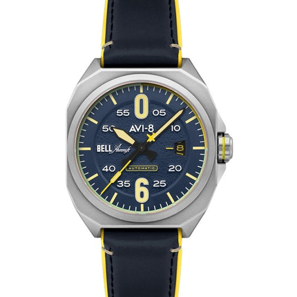 Reloj automático para hombre Bell X-1 Machbuster AVI-8 Catalina con correa de piel azul y esfera azul AV-4115-03