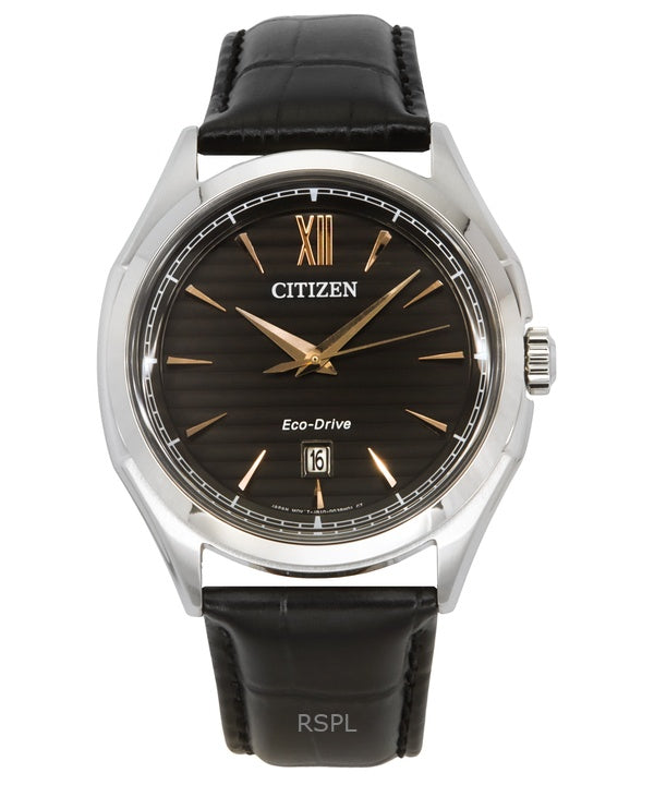 Reloj Citizen Eco-Drive con correa de piel y esfera negra AW1750-18E 100M para hombre