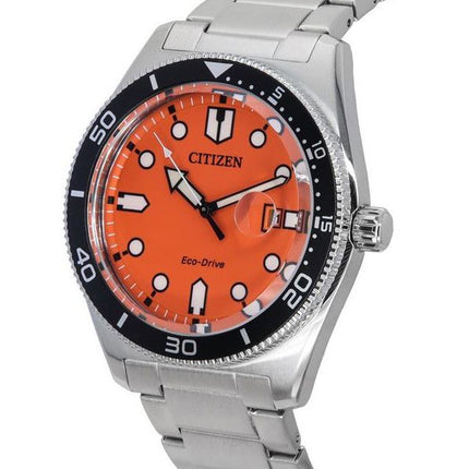 Reloj Citizen Eco-Drive de acero inoxidable con esfera naranja AW1760-81X 100M para hombre