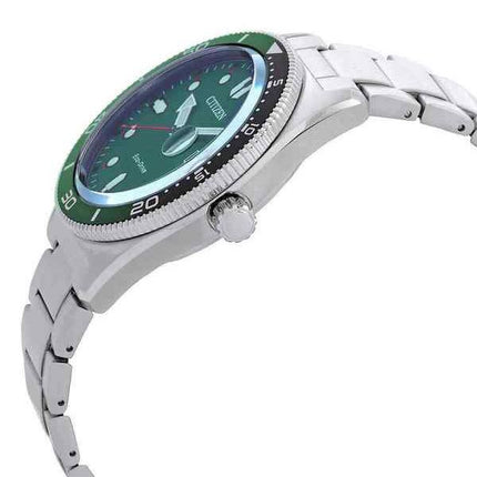 Reloj para hombre Citizen Marine Eco-Drive de acero inoxidable con esfera verde AW1768-80X 100M