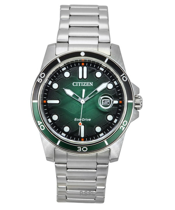 Reloj Citizen Marine Eco-Drive de acero inoxidable con esfera verde AW1811-82X 100M para hombre