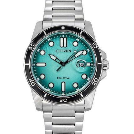 Reloj para hombre Citizen Marine Eco-Drive de acero inoxidable con esfera turquesa AW1816-89L 100M