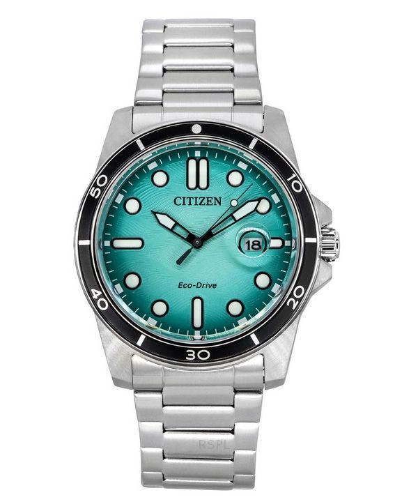 Reloj para hombre Citizen Marine Eco-Drive de acero inoxidable con esfera turquesa AW1816-89L 100M