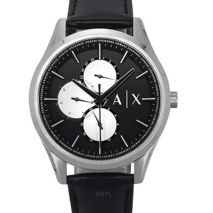 Reloj Armani Exchange multifunción con correa de cuero y esfera negra de cuarzo AX1872 para hombre