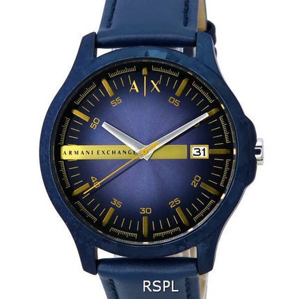 Armani Exchange Hampton correa de cuero esfera azul cuarzo AX2442 Watch de Men es