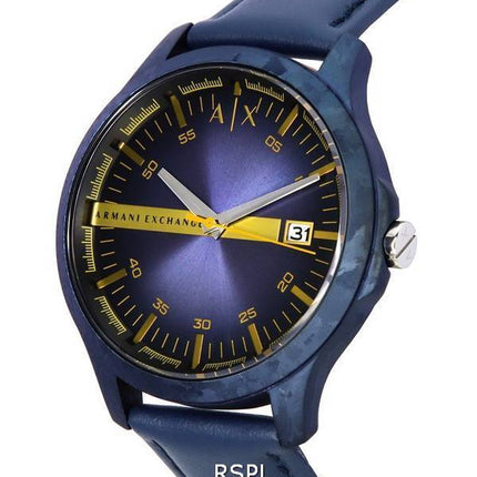 Armani Exchange Hampton correa de cuero esfera azul cuarzo AX2442 Watch de Men es