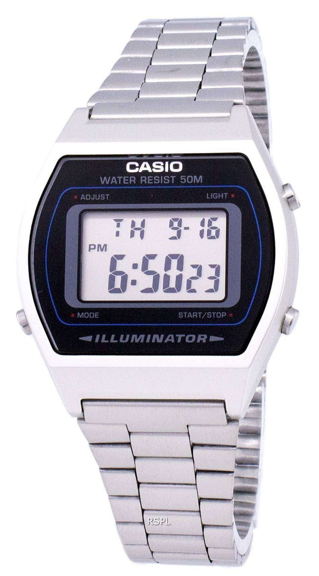 Casio Digital cuarzo iluminador de acero inoxidable B640WD-1AVDF B640WD-1AV reloj para hombre