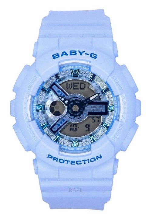 Reloj Casio Baby-G analógico digital con correa de resina azul y esfera azul de cuarzo BA-110YK-2A 100 m para mujer