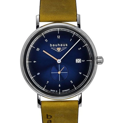 Reloj Bauhaus Classic 21303 para hombre, de cuarzo, con correa de piel marrón y esfera azul