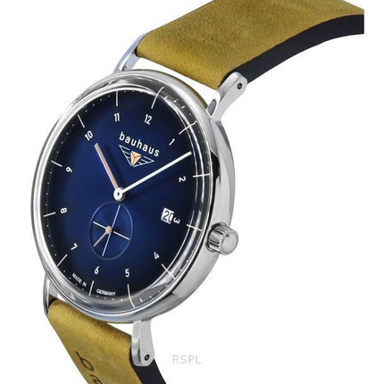 Reloj Bauhaus Classic 21303 para hombre, de cuarzo, con correa de piel marrón y esfera azul