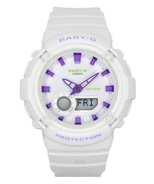 Reloj analógico digital Casio Baby-G con correa de resina y esfera blanca de cuarzo BGA-280DN-7A 100 m para mujer