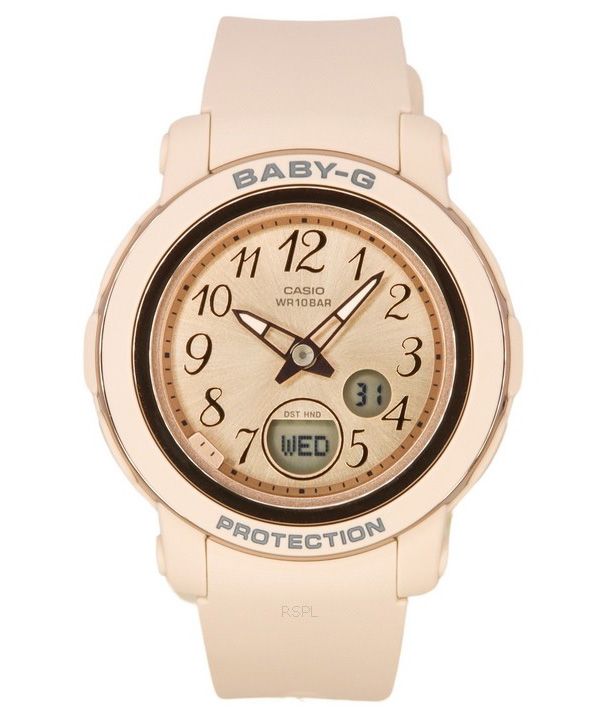 Reloj para mujer Casio Baby-G analógico digital con correa de resina y esfera en oro rosa de cuarzo BGA-290SA-4A 100M