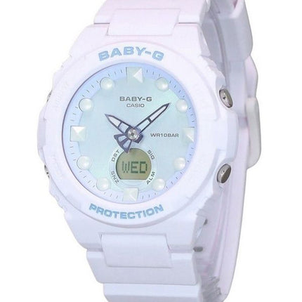 Reloj para mujer Casio Baby-G futurista holográfico analógico digital con esfera verde claro de cuarzo BGA-320FH-4A 100M