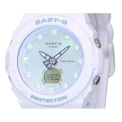 Reloj para mujer Casio Baby-G futurista holográfico analógico digital con esfera verde claro de cuarzo BGA-320FH-4A 100M