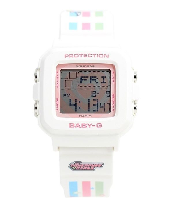 Reloj digital de cuarzo Casio Baby-G Plus The Powerpuff Girls Collaboration BGD-10KPP-7 100M para mujer con soporte especial