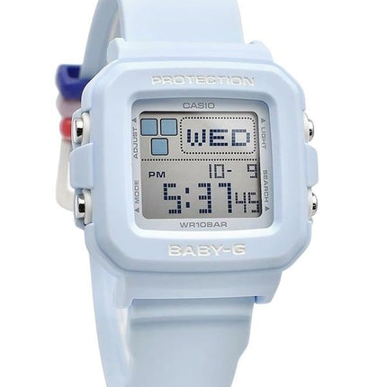 Reloj Casio Baby-G Plus Digital de cuarzo con correa de resina azul claro BGD-10L-2 para mujer, 100 m, con presillas de correa a