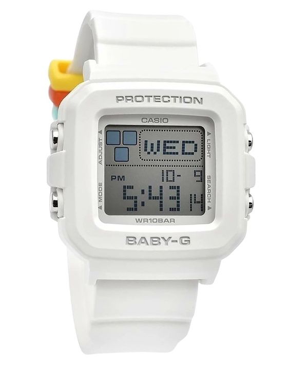 Reloj Casio Baby-G Plus Digital BGD-10L-7 de cuarzo con correa de resina blanca, 100 m, para mujer, con presillas de correa adic