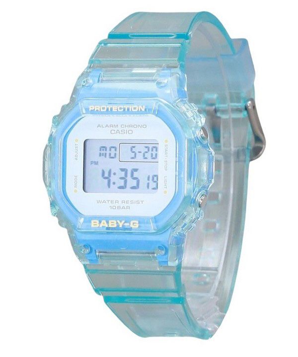 Reloj Casio Baby-G Digital Summer Jelly transparente con correa de resina azul claro cuarzo BGD-565SJ-2 100M para mujer