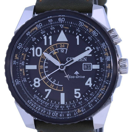 Reloj para hombre Citizen Promaster Nighthawk con esfera negra y correa de cuero Eco-Drive Diver&#39,s BJ7138-04E 200M