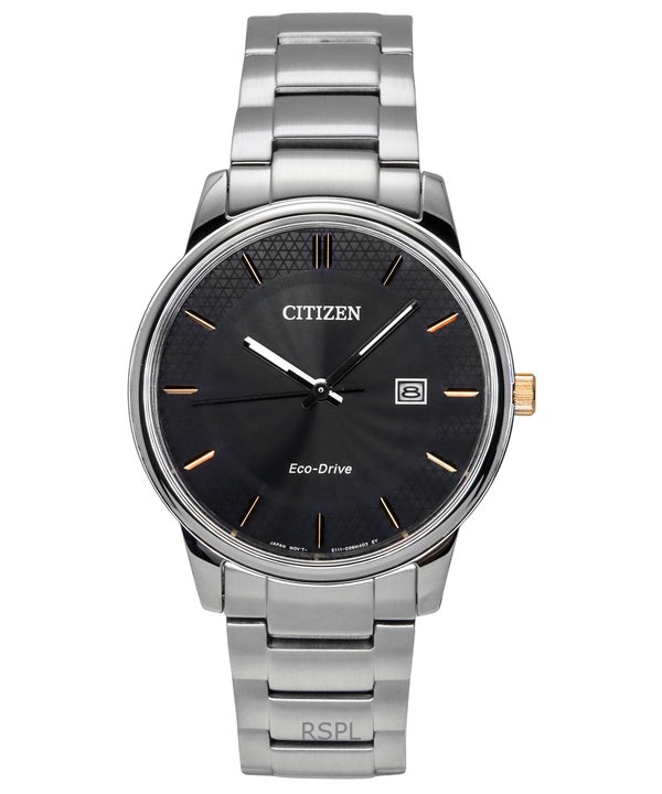 Reloj Citizen Eco-Drive de acero inoxidable con esfera negra BM6977-70E para hombre