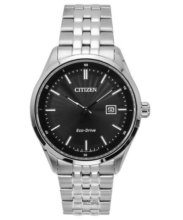 Reloj Citizen Eco-Drive de acero inoxidable con esfera negra BM7560-59E 100M para hombre