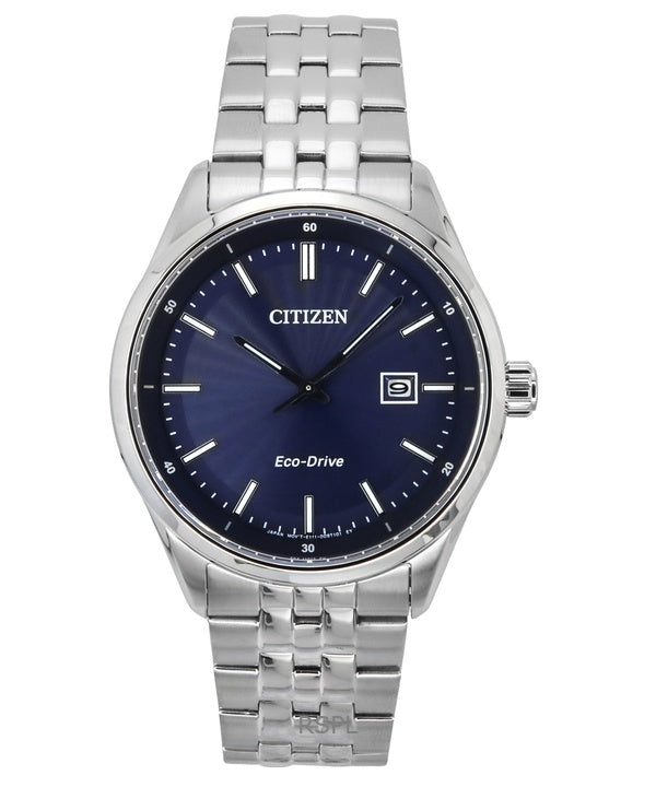 Reloj Citizen Eco-Drive de acero inoxidable con esfera azul BM7560-59L 100M para hombre