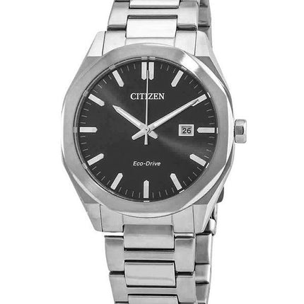 Reloj Citizen Eco-Drive de acero inoxidable con esfera negra BM7600-81E 100M para hombre