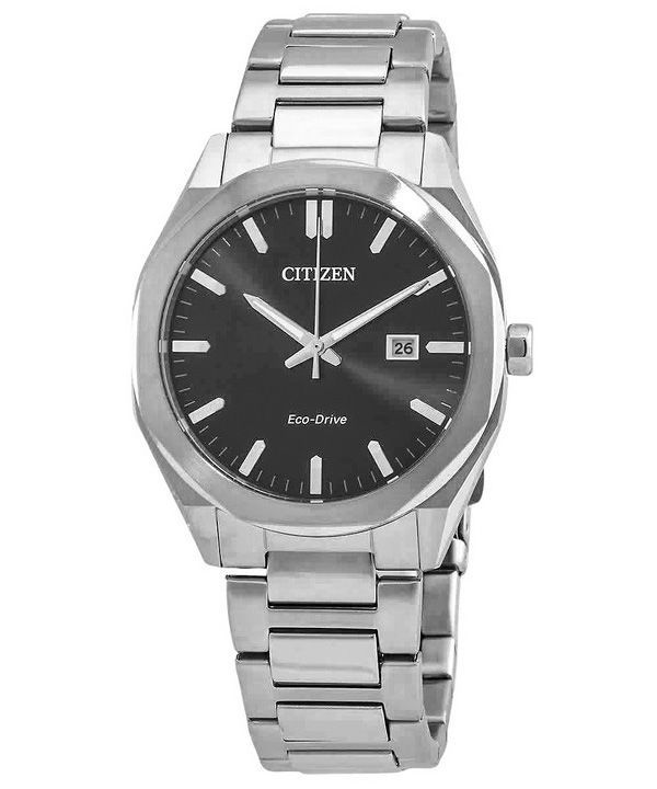 Reloj Citizen Eco-Drive de acero inoxidable con esfera negra BM7600-81E 100M para hombre