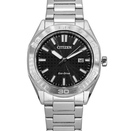 Reloj Citizen Eco-Drive de acero inoxidable con esfera negra BM7630-80E 100M para hombre