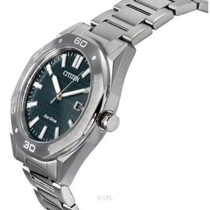 Reloj Citizen Eco-Drive de acero inoxidable con esfera verde BM7630-80X 100M para hombre