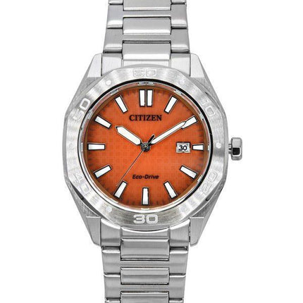 Reloj Citizen Eco-Drive de acero inoxidable con esfera naranja BM7630-80Z 100M para hombre