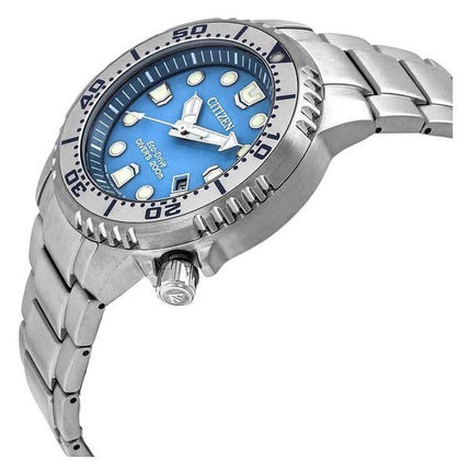 Reloj para hombre Citizen Promaster Dive de acero inoxidable con esfera azul claro Eco-Drive Diver&#39,s BN0165-55L 200M