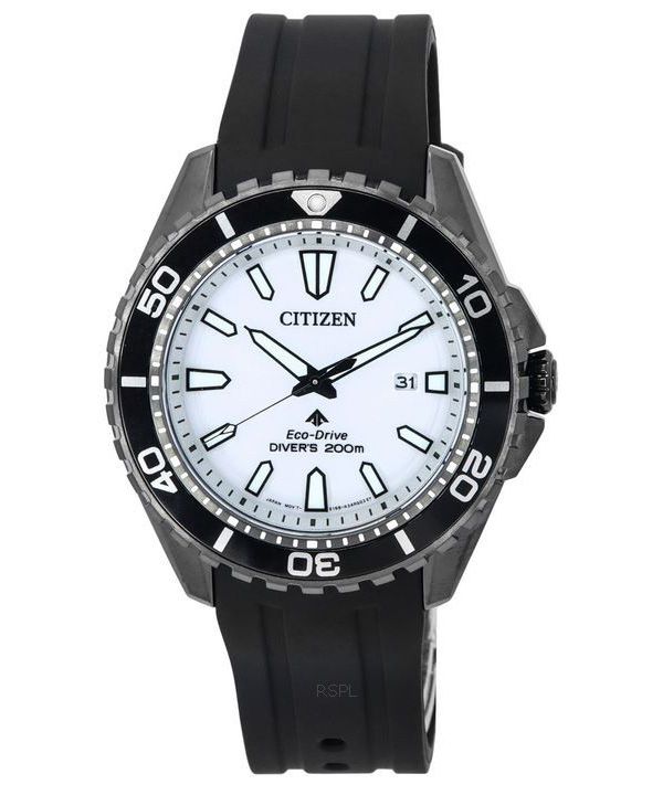 Reloj para hombre Citizen Promaster Marine con correa de caucho, esfera blanca, Eco-Drive Diver's BN0197-08A 200M