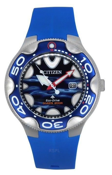 Reloj Citizen Promaster Eco-Drive Diver&#39,s BN0238-02L 200M para hombre con correa de PU y esfera azul