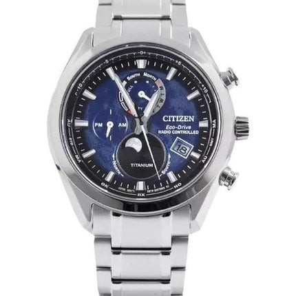 Reloj cronógrafo Citizen Tsuku-yomi Moon Phase Super Titanium con esfera azul Eco-Drive BY1010-81L 100M para hombre